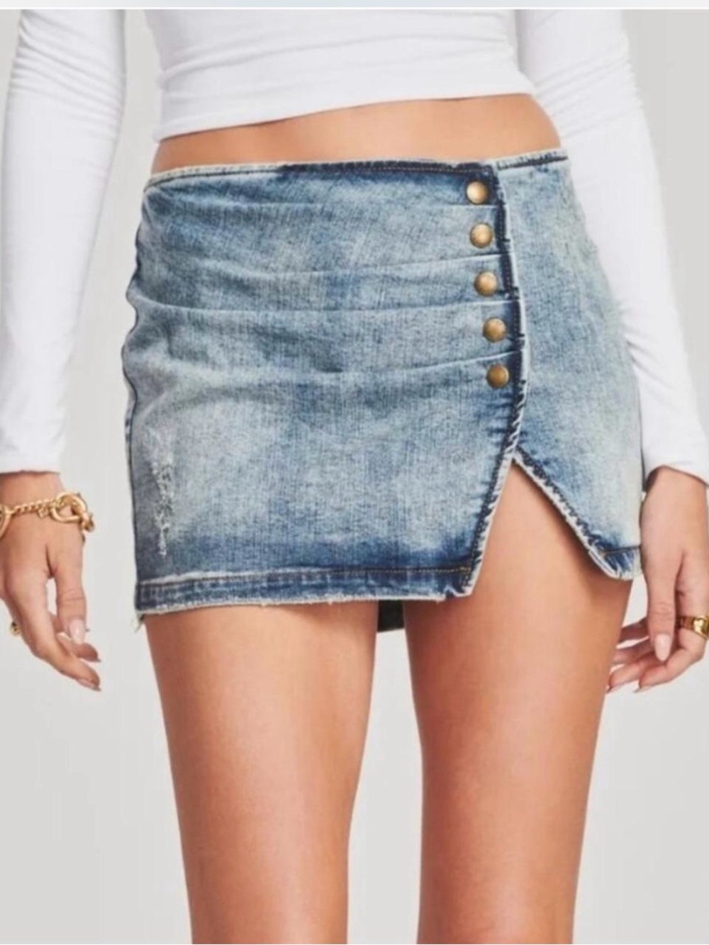 Retrofete Willa Low-Rise Micro Denim Mini Skirt💕